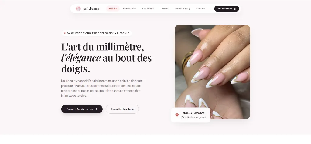 Aperçu et réalisation du projet web Nailsbeauty by Najat (Salon Privé & Haute Couture)